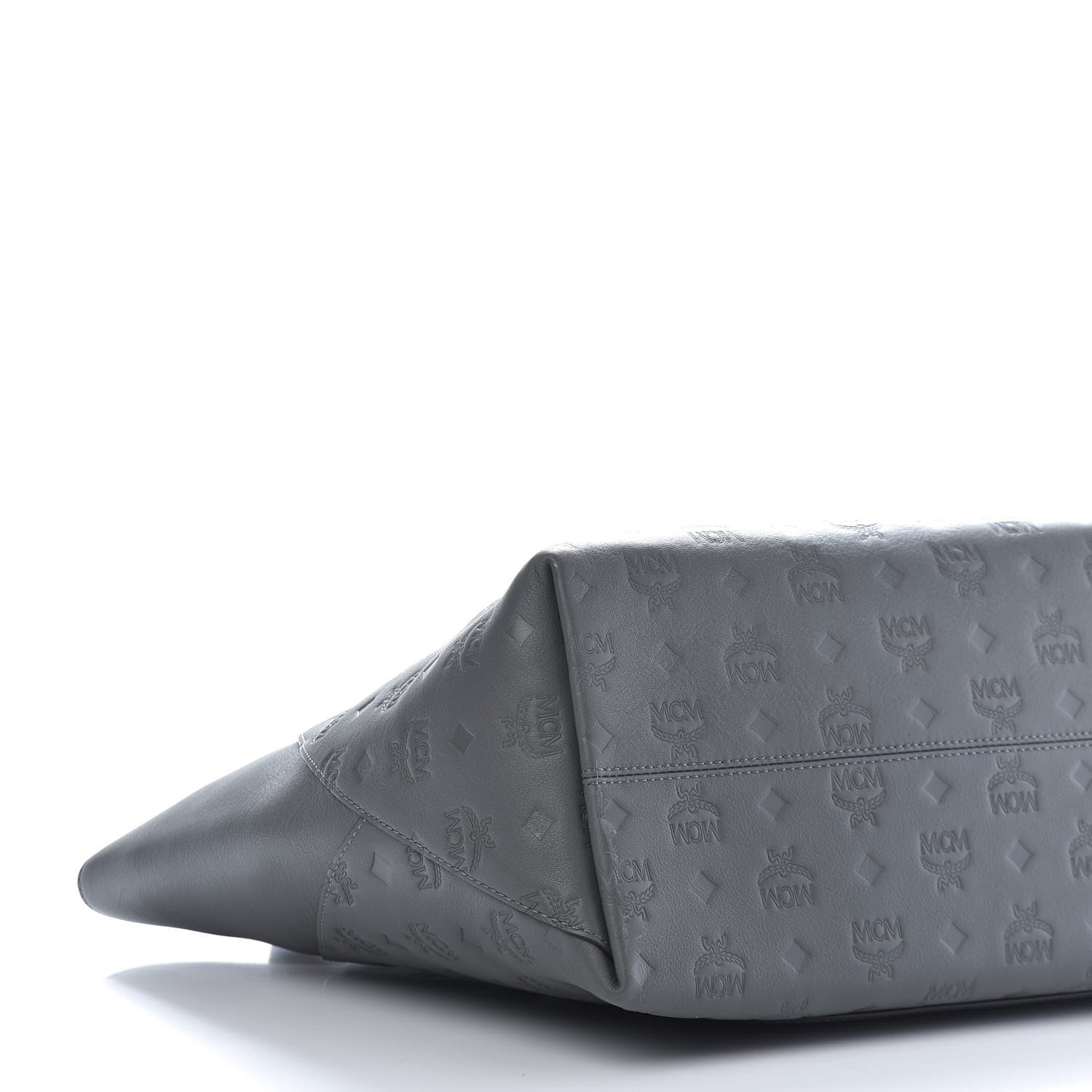 MCM Calfskin Ottomar Monogram Medium Klara Top Zip Tote Charcoal 6 of 10