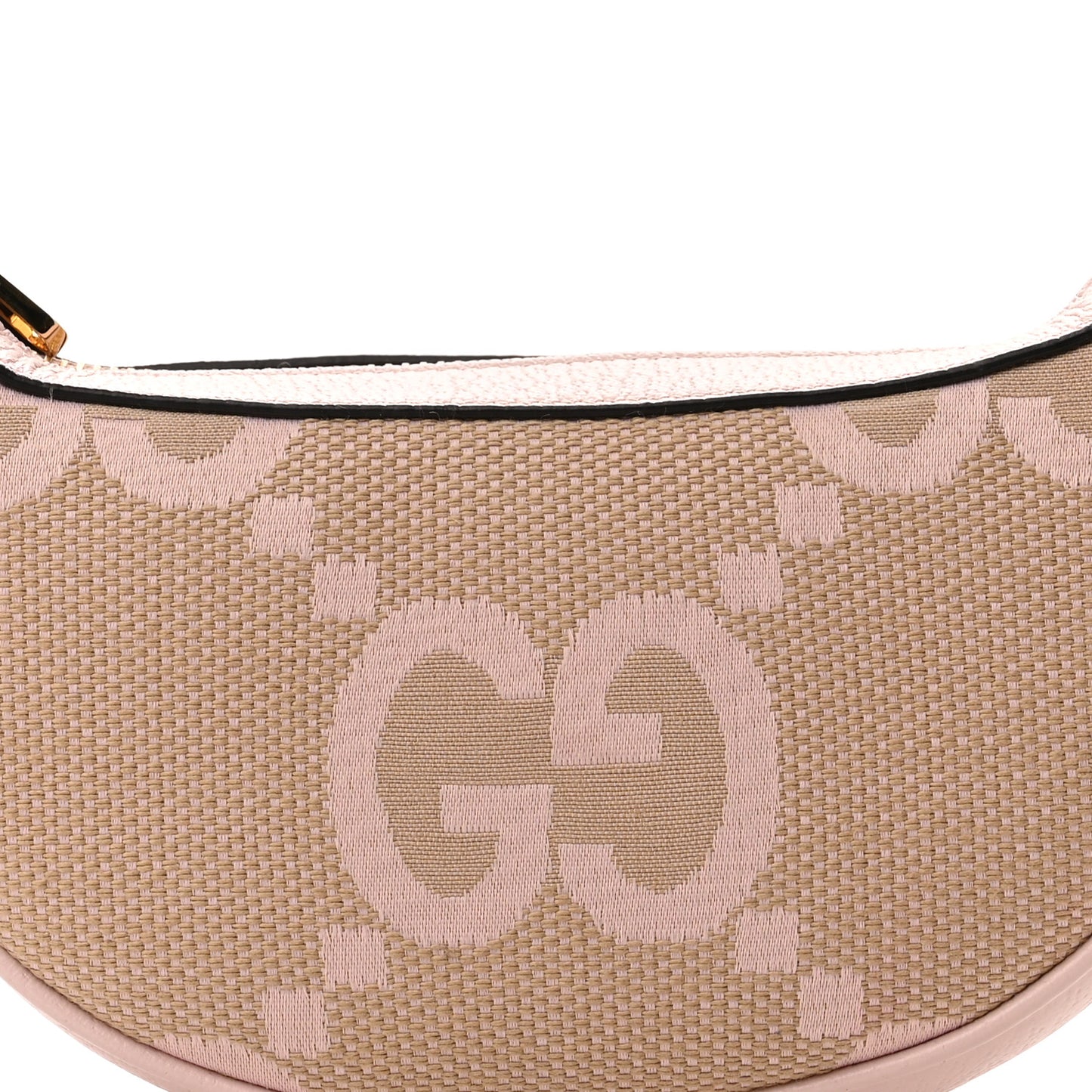 Monogram Jumbo GG Textured Dollar Calfskin Mini Ophidia Half Moon Hobo Beige Perfect Pink