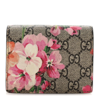 Gucci GG Supreme Monogram Blooms Card Case Wallet Beige Multicolor Dry Rose 1 of 8