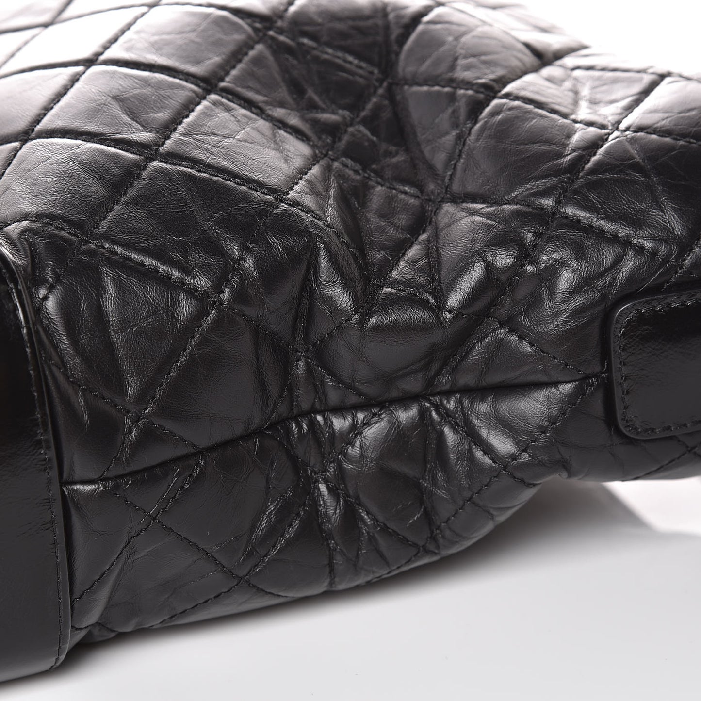 Aged Calfskin Quilted Large Gabrielle Hobo Black
