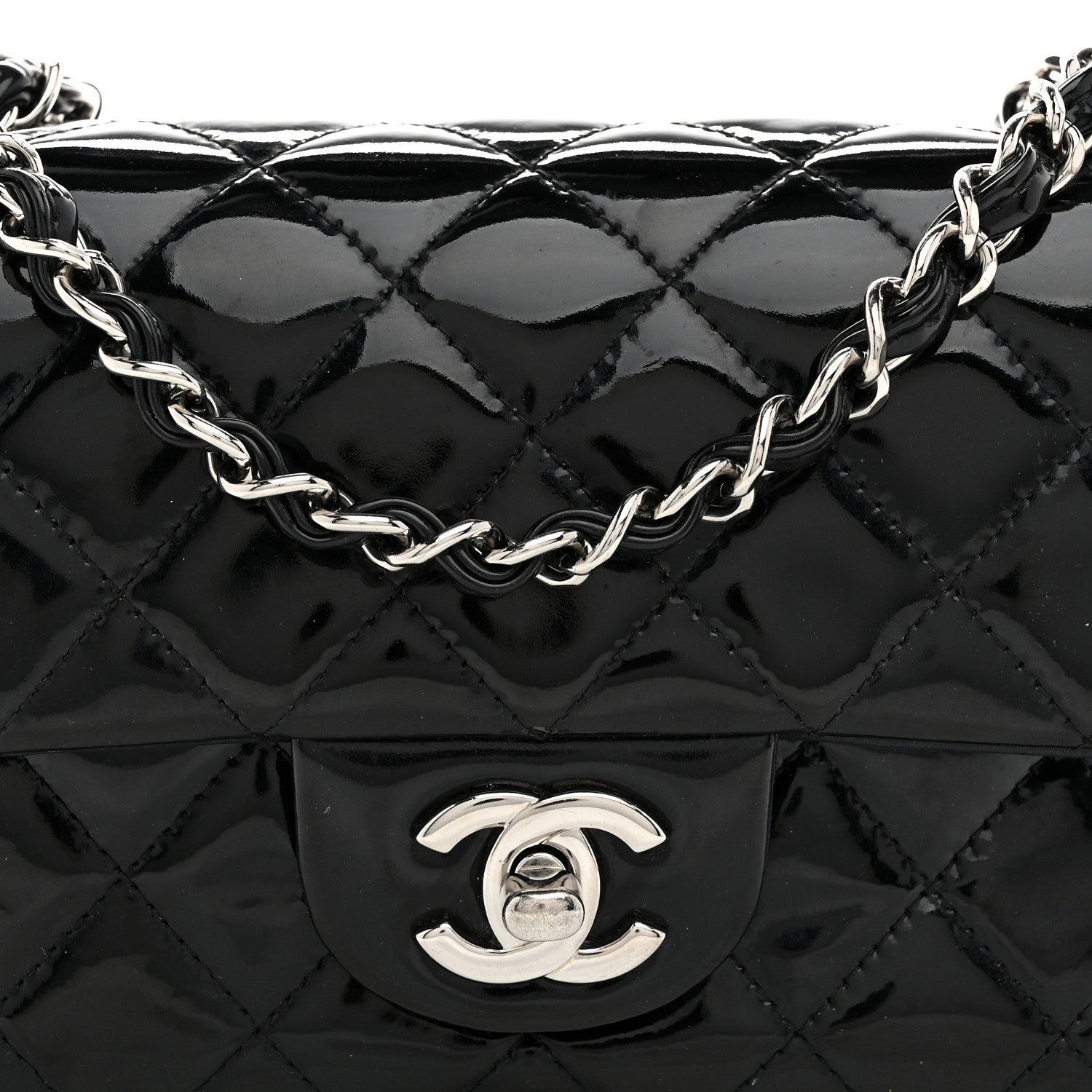 Chanel Patent Calfskin Quilted Mini Rectangular Flap Black 8 of 10
