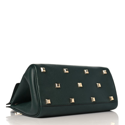 Salvatore Ferragamo Hammered Calfskin Medium Studio Top Handle Bag Dark Green 4 of 8