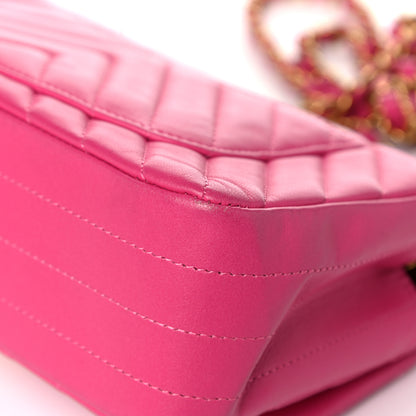 Chanel Lambskin Chevron Quilted Mini Rectangular Flap Dark Pink 11 of 17