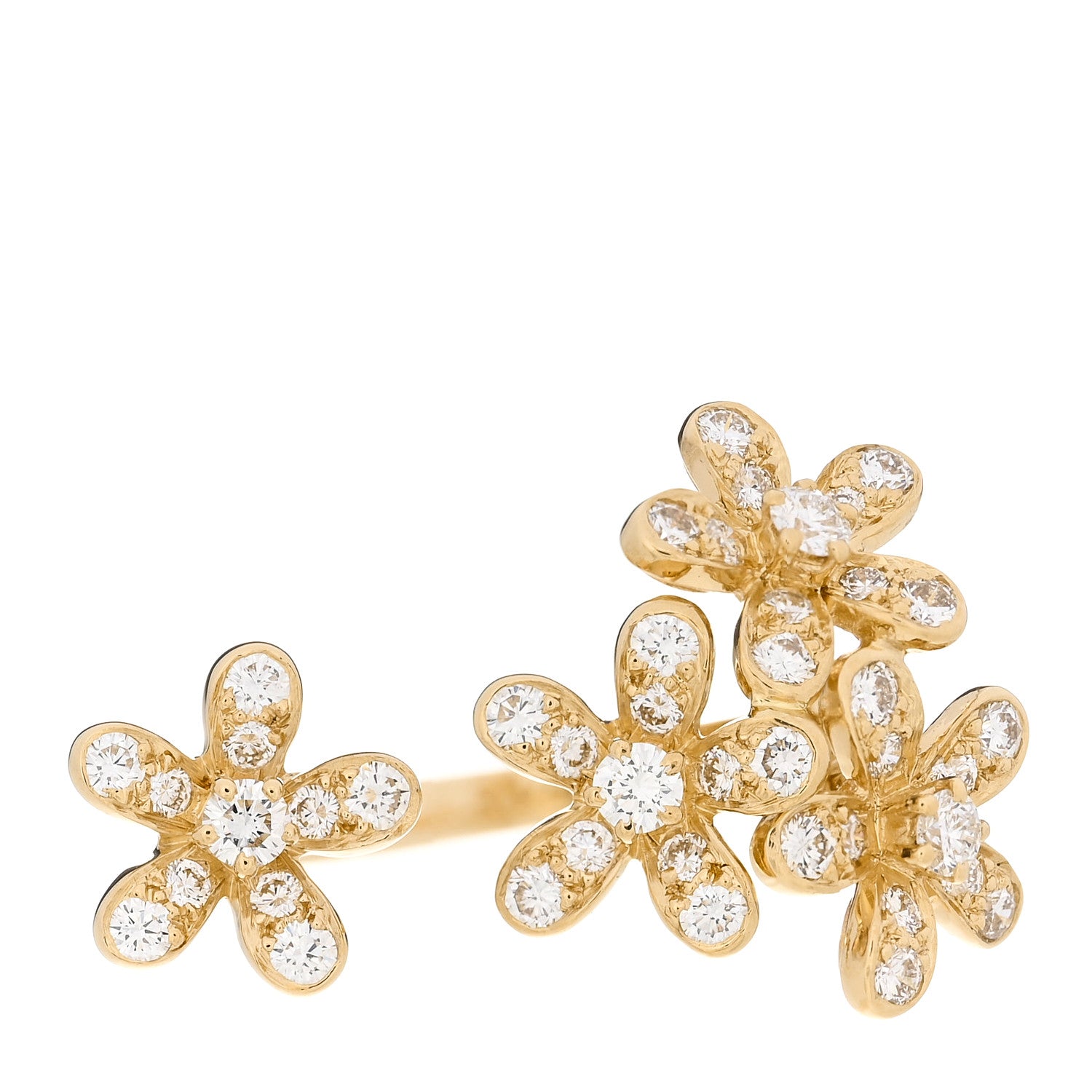 Van Cleef & Arpels 18K Yellow Gold Diamond Socrate Between The Finger Ring 53 6.5 1 of 4