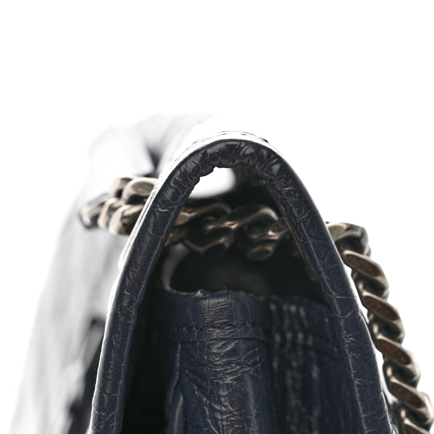 Crinkled Calfskin Matelasse Monogram Medium Niki Chain Satchel Deep Marine