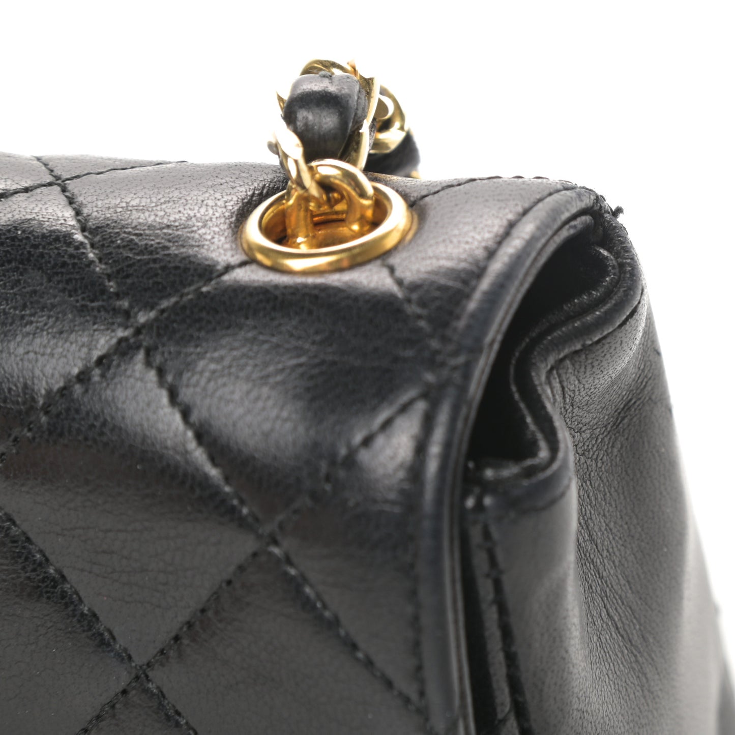 Lambskin Quilted Mini Rectangular Flap Black