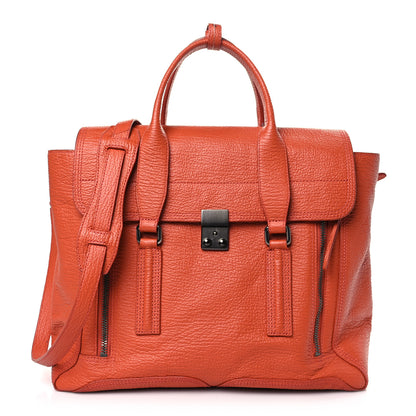3.1 Phillip Lim Textured Calfskin Large Pashli Satchel Orange 1 of 10