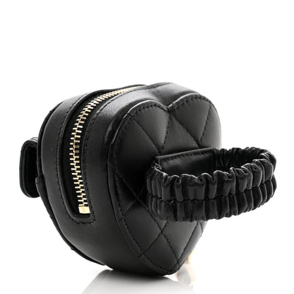 Chanel Lambskin Quilted CC In Love Heart Zipped Arm Coin Purse Black 3 of 8