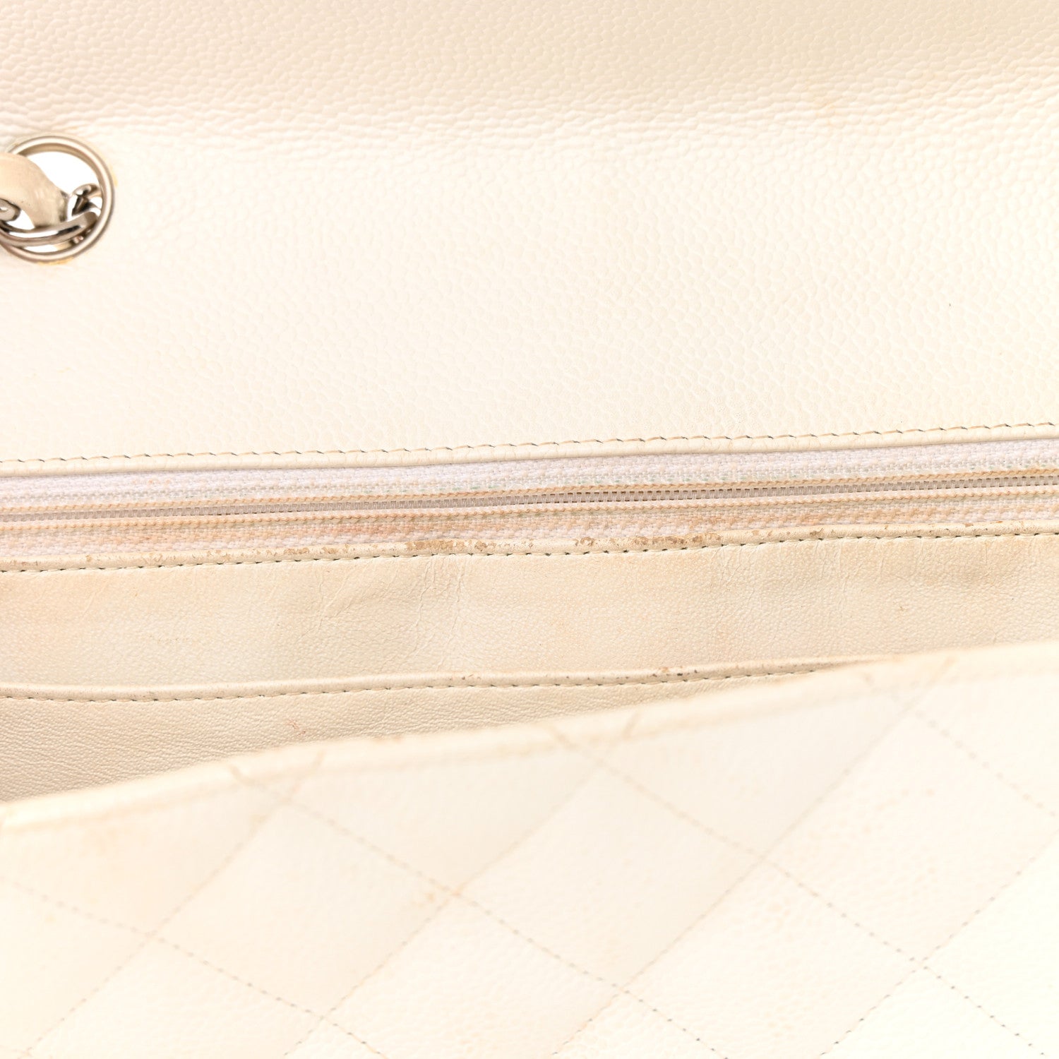 Chanel Caviar Quilted Jumbo Single Flap White 11 of 21