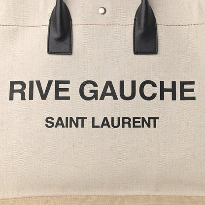 Saint Laurent Linen Calfskin Rive Gauche Tote Optic White 8 of 12