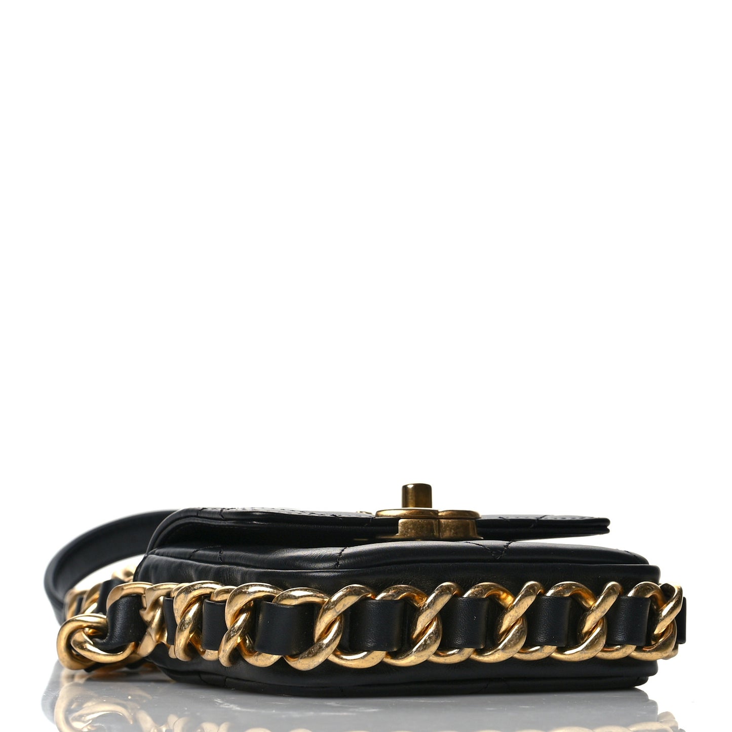 Calfskin Quilted Mini Framing Chain Bag Black