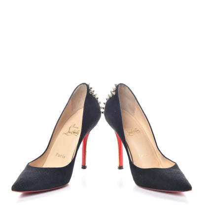 Christian Louboutin Suede Spiked Zappa 100 Pumps 35 Black Gold 6 of 18
