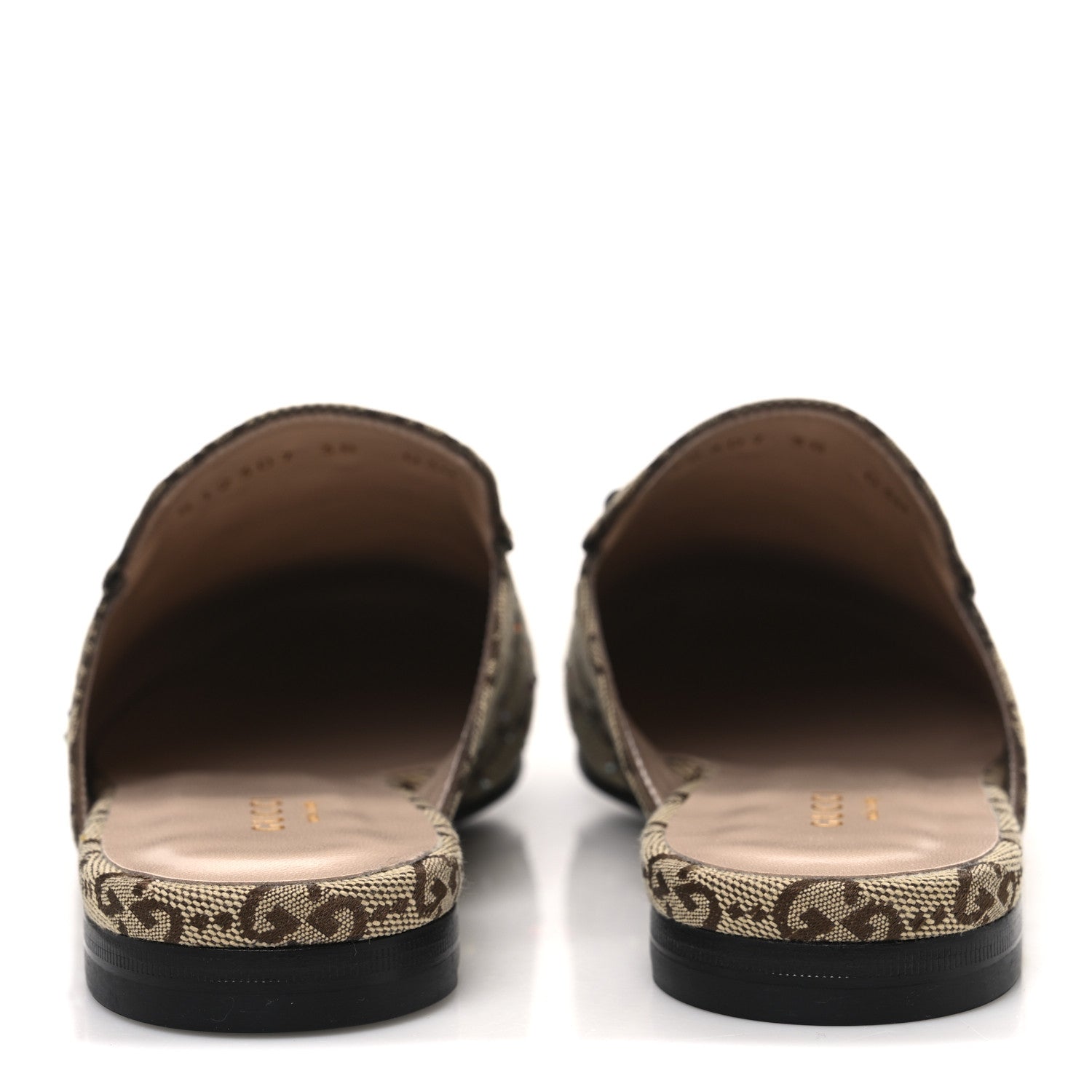Gucci Crystal Canvas GG Monogram Nappa Womens Princetown Slippers 38 Beige Ebony New Acero 6 of 11