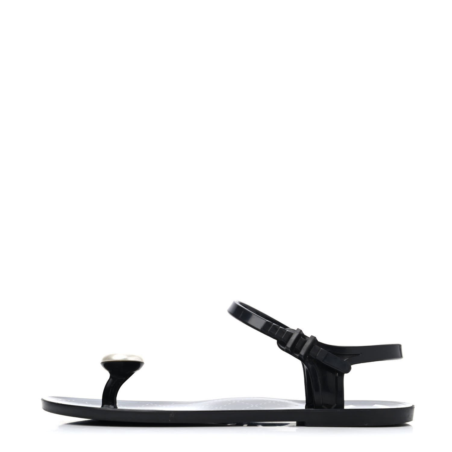 Chanel Jelly Pearl CC Thong Sandals 35 Black 1 of 4