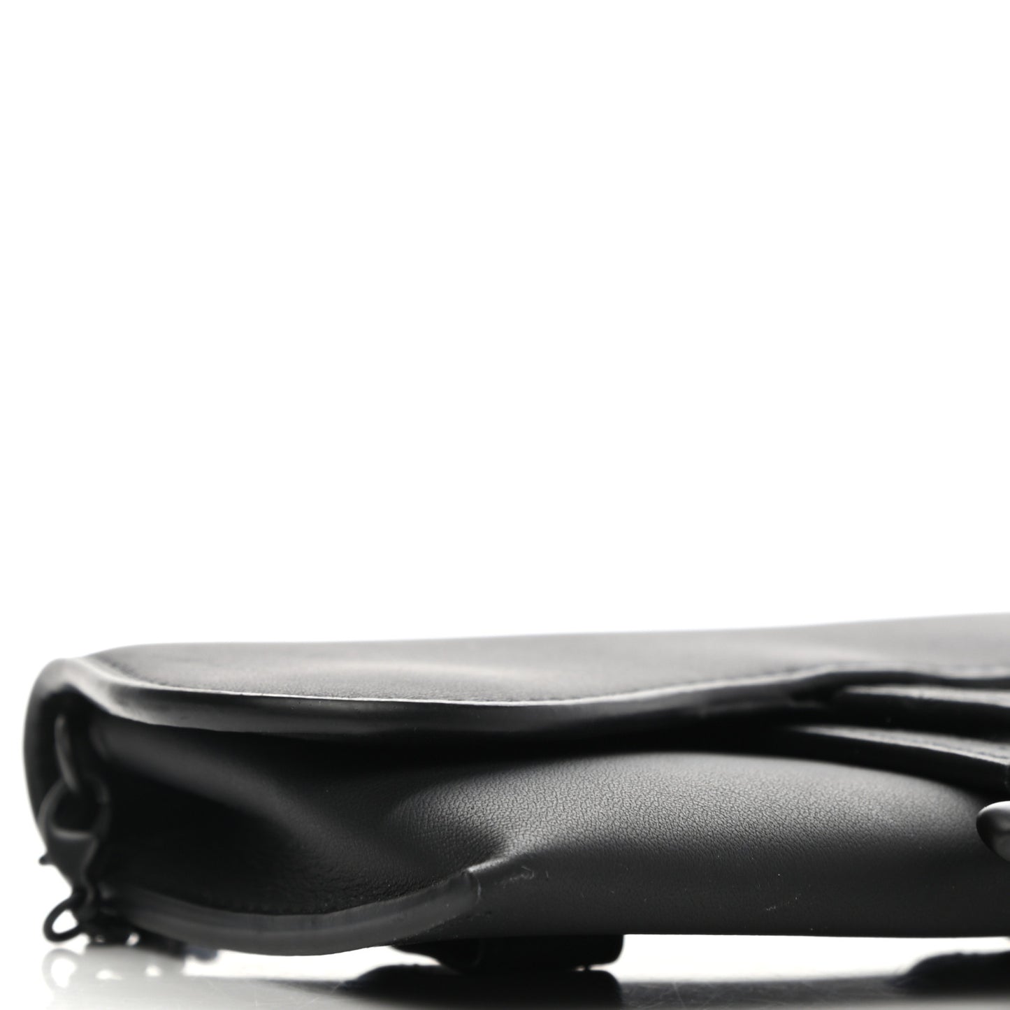 Ultra Matte Calfskin Nano Saddle Chain Pouch Black