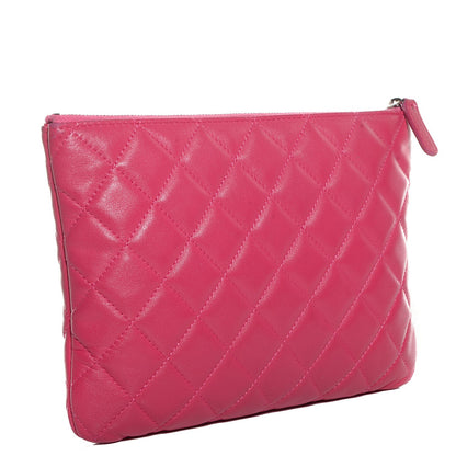 Chanel Lambskin Quilted Medium Cosmetic Case Dark Pink 3 of 8