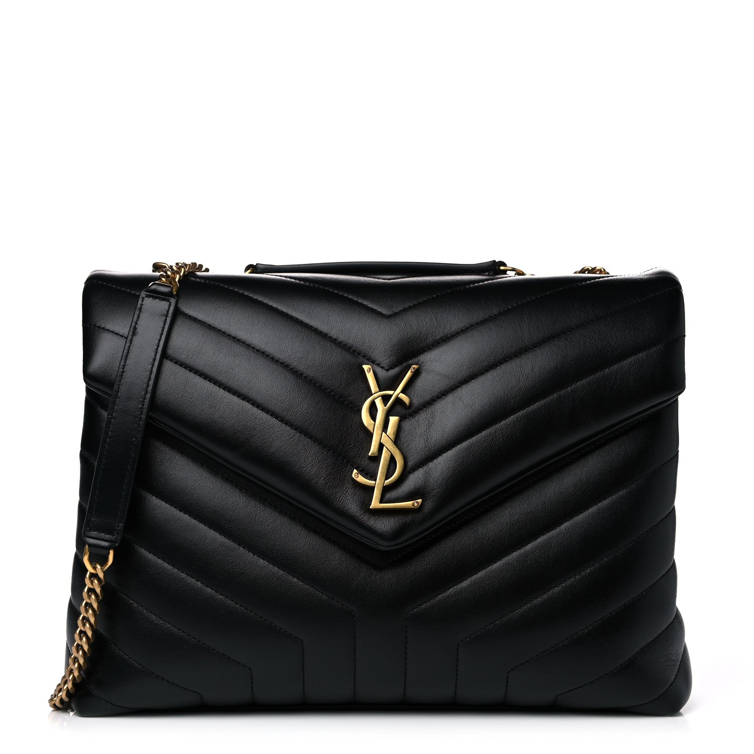 Saint Laurent Calfskin Y Quilted Monogram Medium Loulou Chain Satchel Black 1 of 15