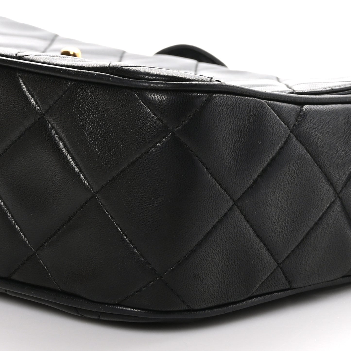 Lambskin Quilted Tassel Camera Case Black
