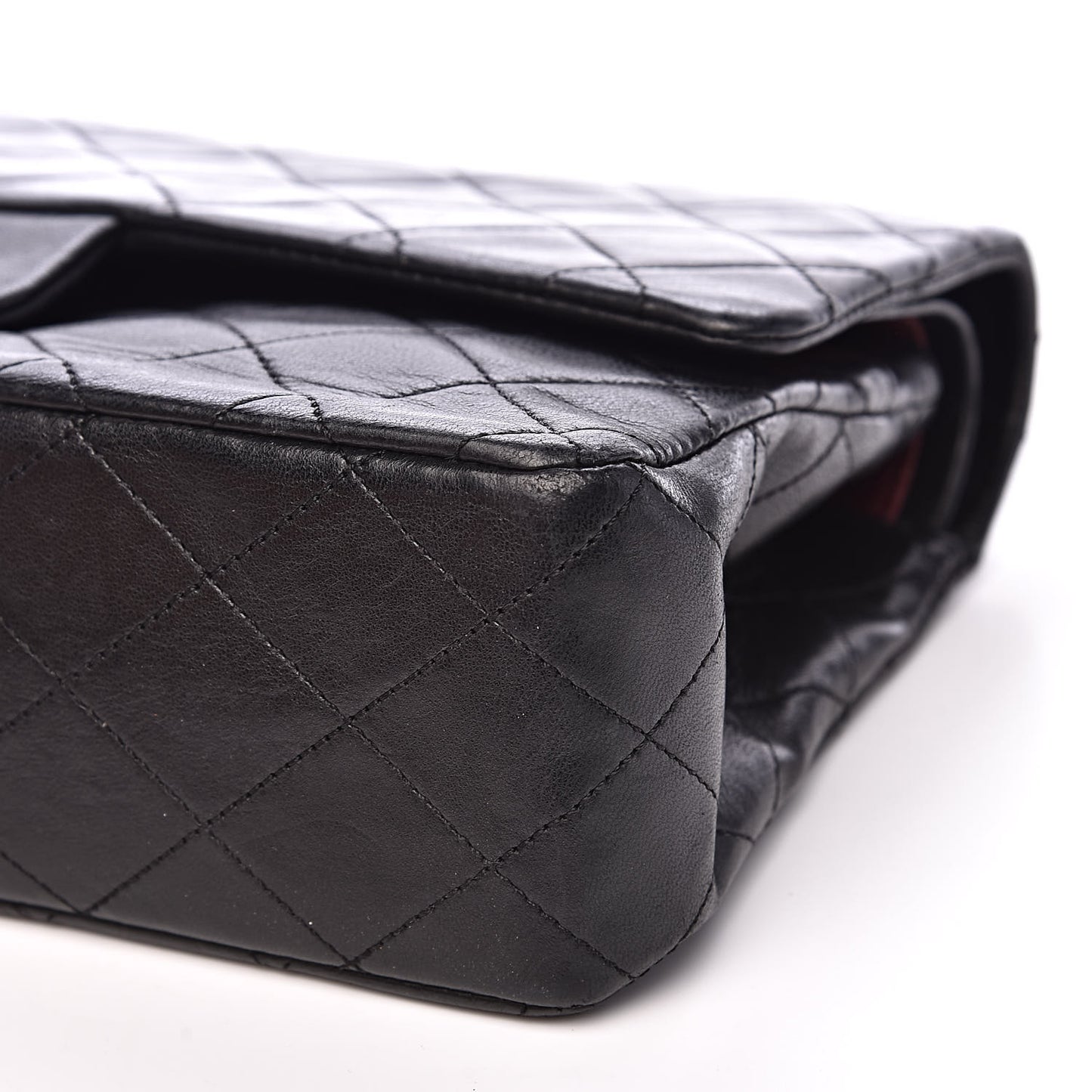 Lambskin Quilted Medium Double Flap Black