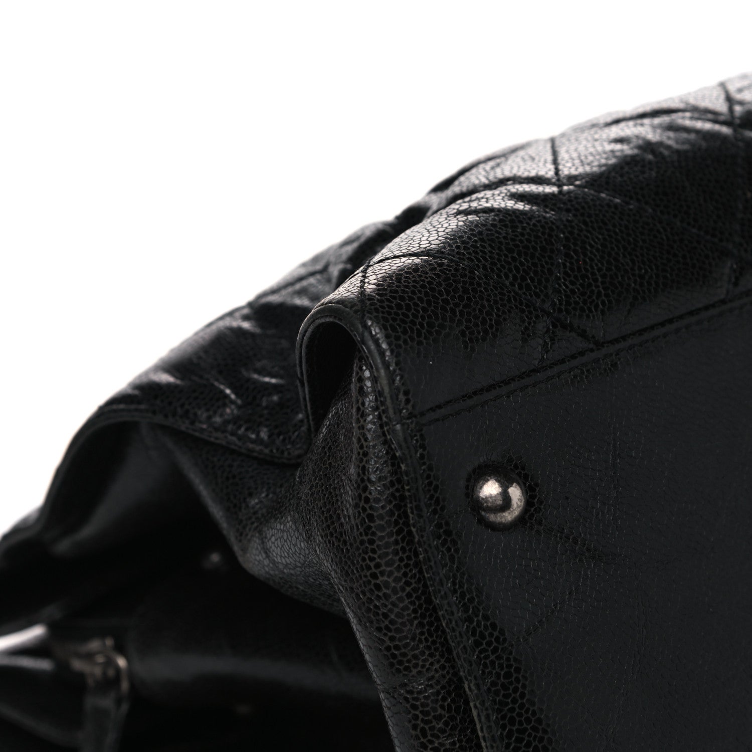Chanel Crumpled Grained Calfskin Quilted CC Crave Tote Black 10 of 22