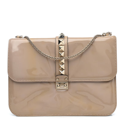 Valentino Garavani Patent Large Glam Lock Rockstud Flap Poudre 1 of 5