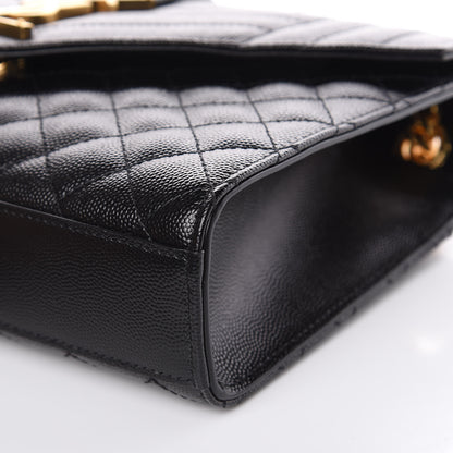 Saint Laurent Grain De Poudre Textured Mixed Matelasse Triquilt Medium Monogram Satchel Black 9 of 10