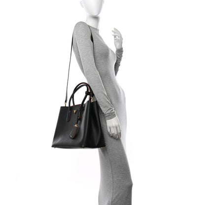 Prada Saffiano Cuir Large Double Bag Black Fuoco 2 of 10