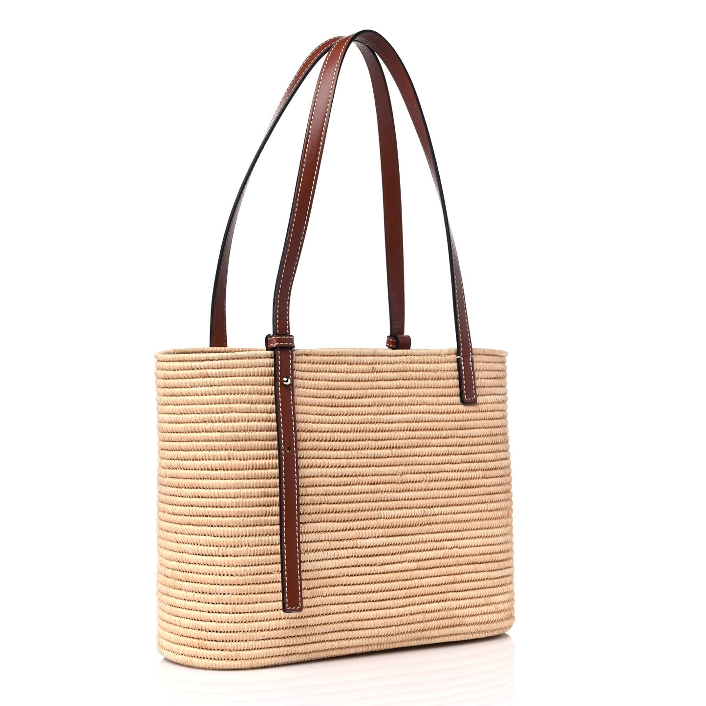 Raffia Small Square Basket Tote Bag Natural Tan