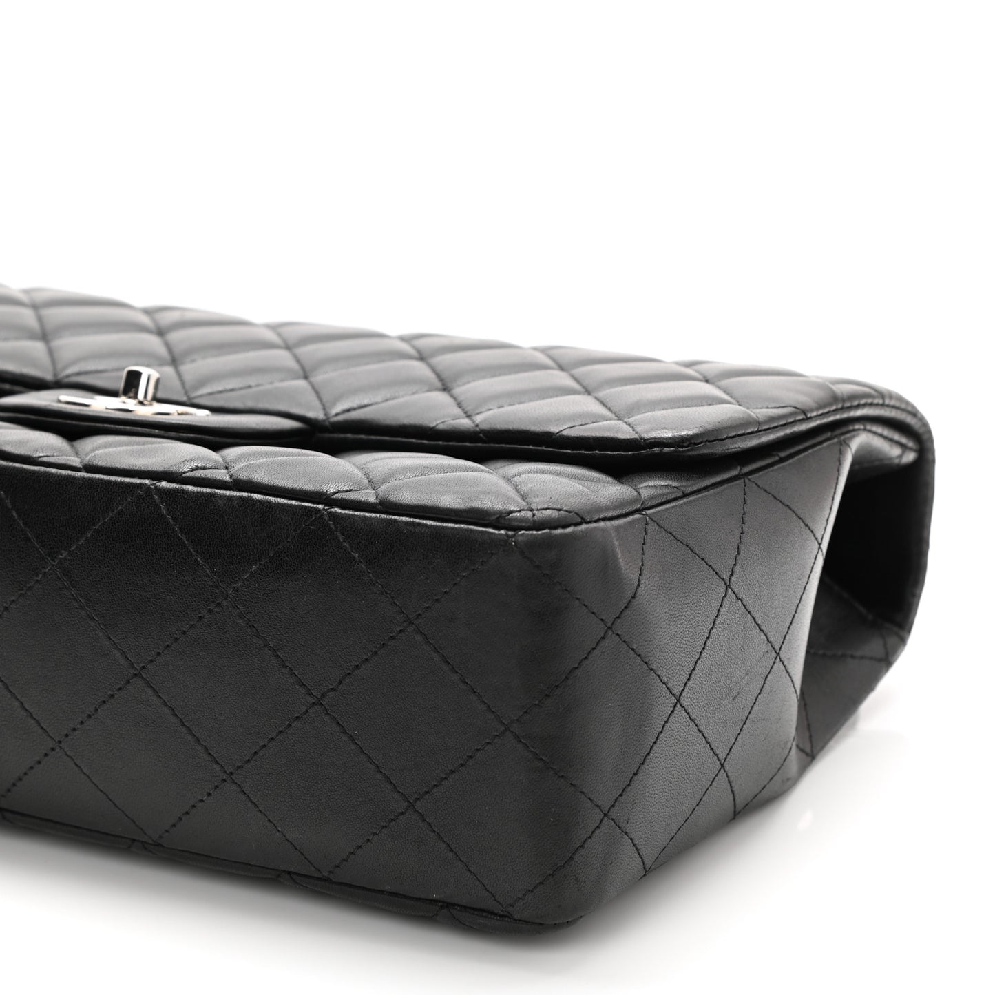 Lambskin Quilted Jumbo Single Flap Black