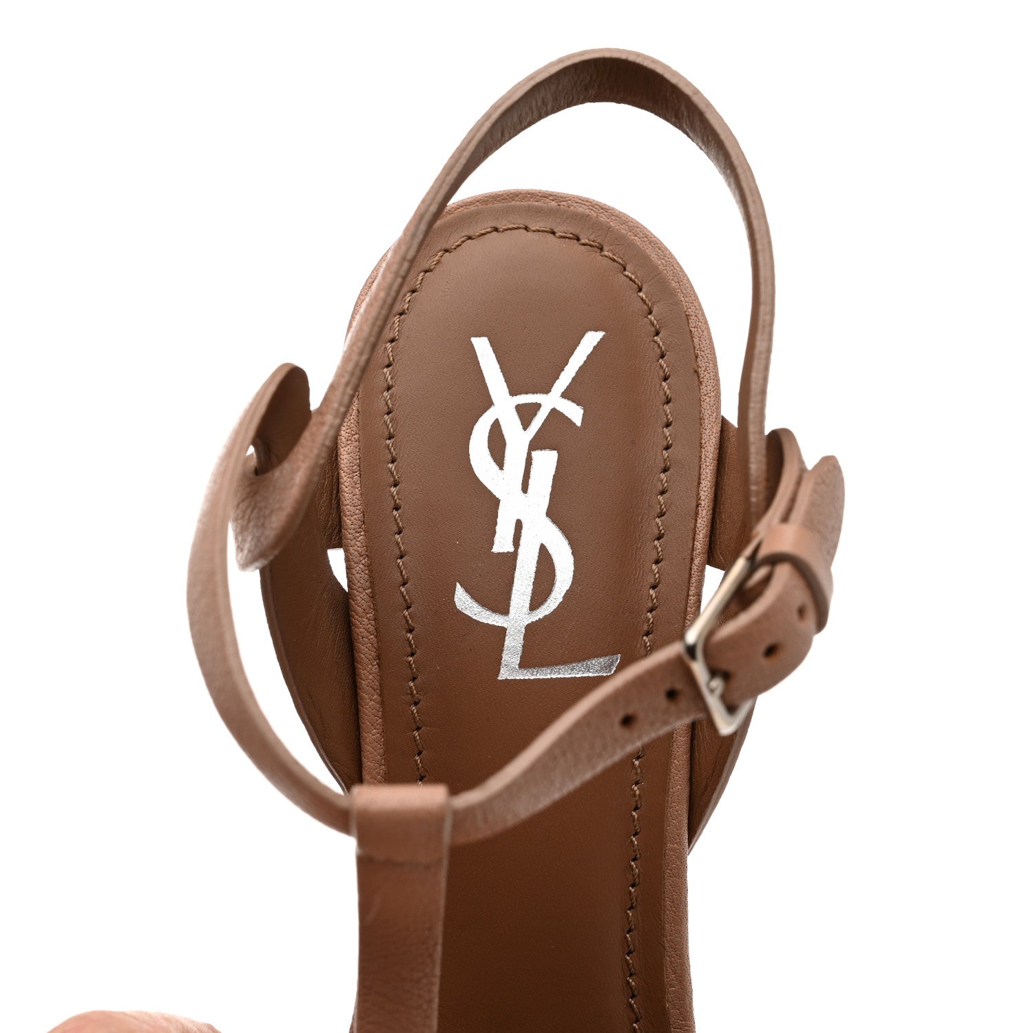 Saint Laurent Calfskin Tribute 105 Platform Sandals 38.5 Caramel 7 of 8