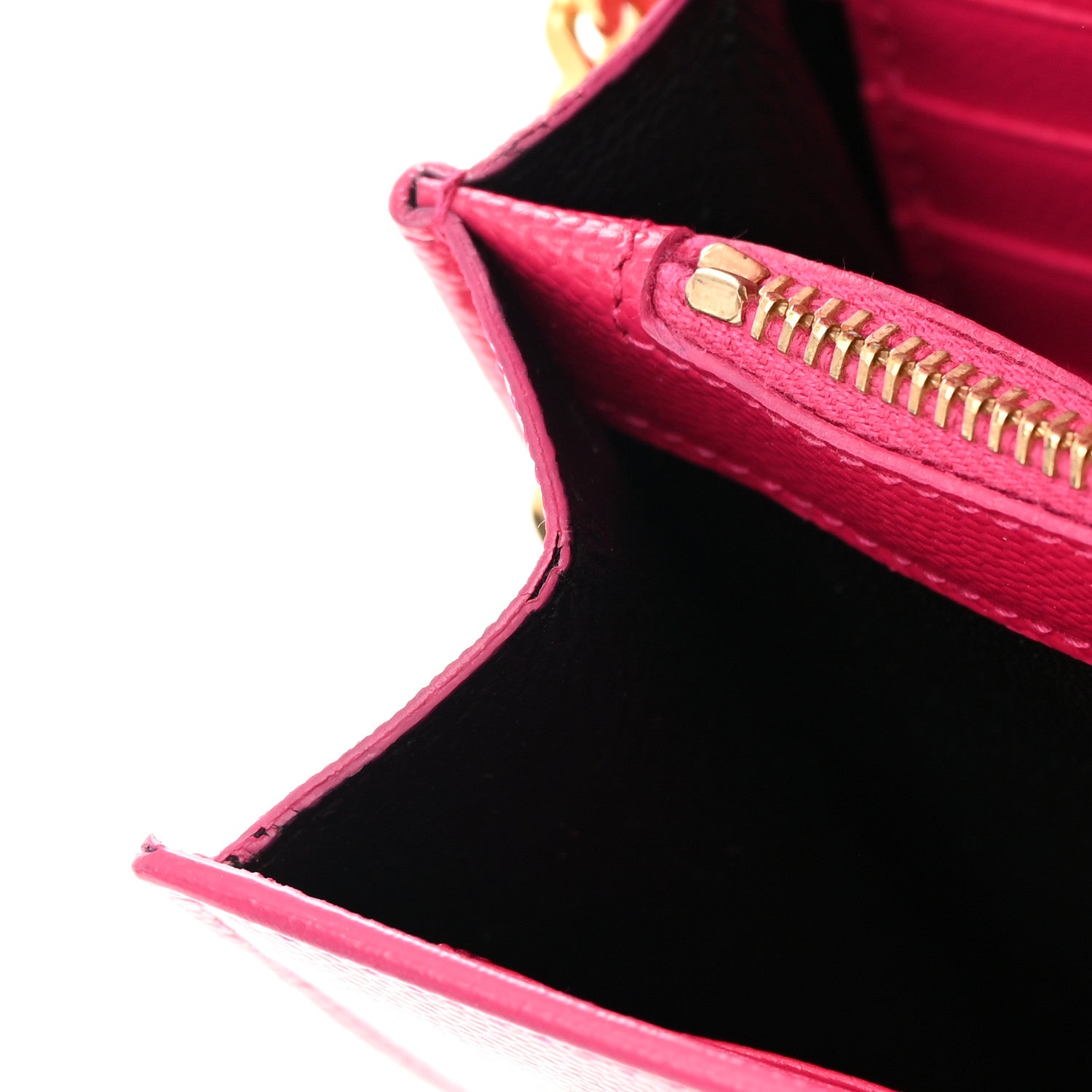 Saint Laurent Grain De Poudre Monogram Chain Wallet Bubblegum 13 of 16