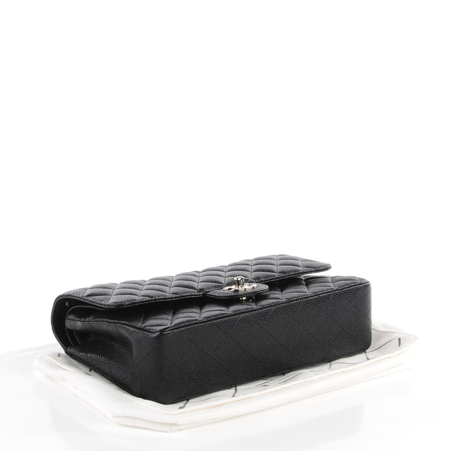 Caviar Quilted Medium Double Flap Black