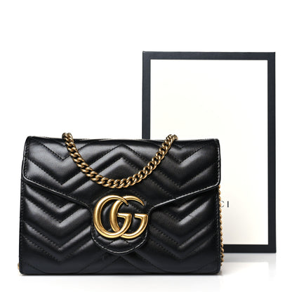 Gucci Calfskin Matelasse GG Marmont Chain Wallet Black 10 of 10