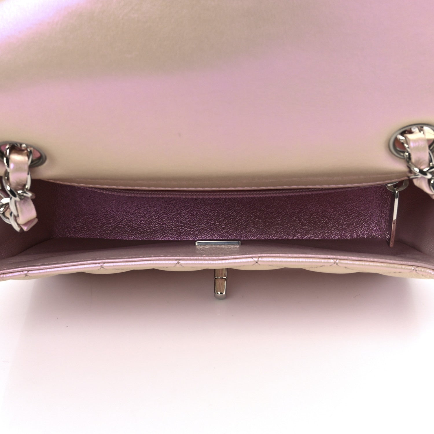 Chanel Iridescent Calfskin Quilted Mini Rectangular Flap Pink 5 of 12