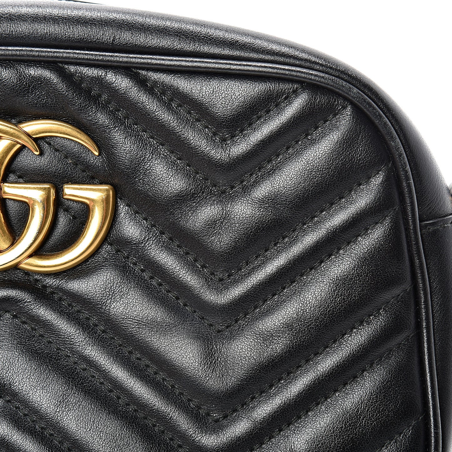 Calfskin Matelasse Small GG Marmont Chain Shoulder Bag Black