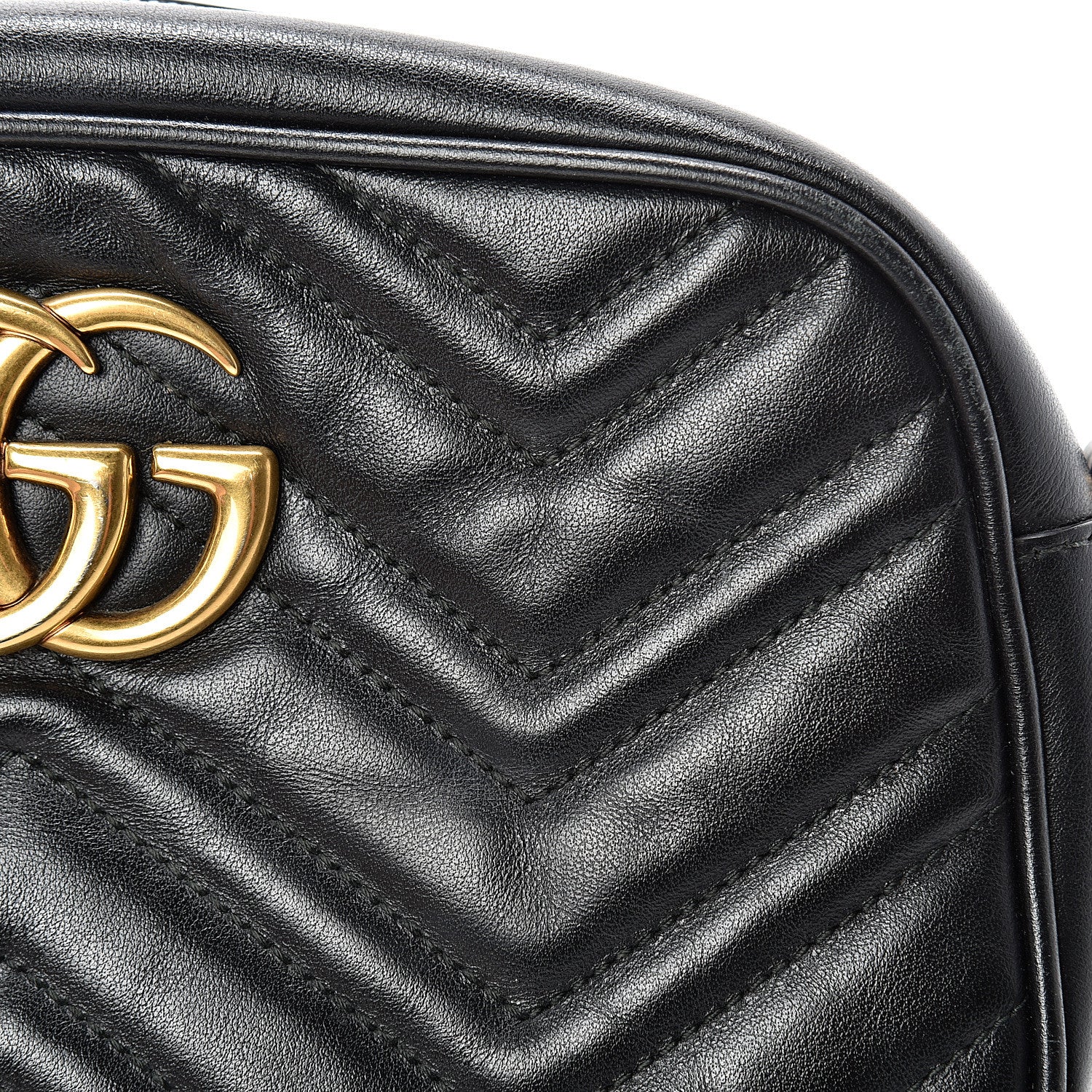Gucci Calfskin Matelasse Small GG Marmont Chain Shoulder Bag Black 15 of 16