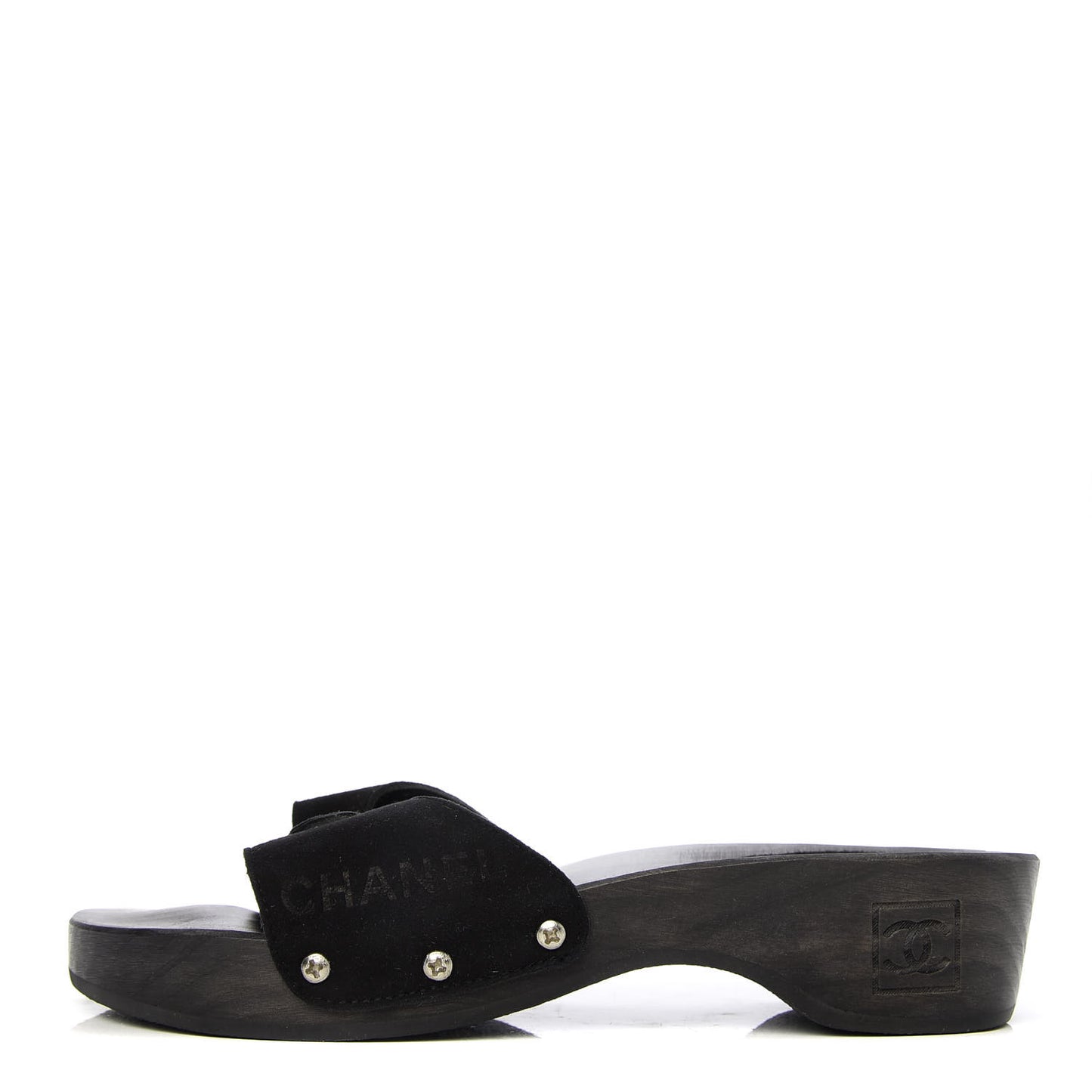 Suede CC Buckle Clogs 37 Black