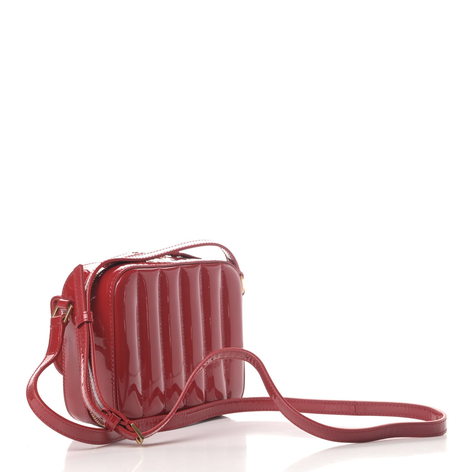 Saint Laurent Patent Matelasse Monogram Toy Vicky Camera Bag Red 2 of 4