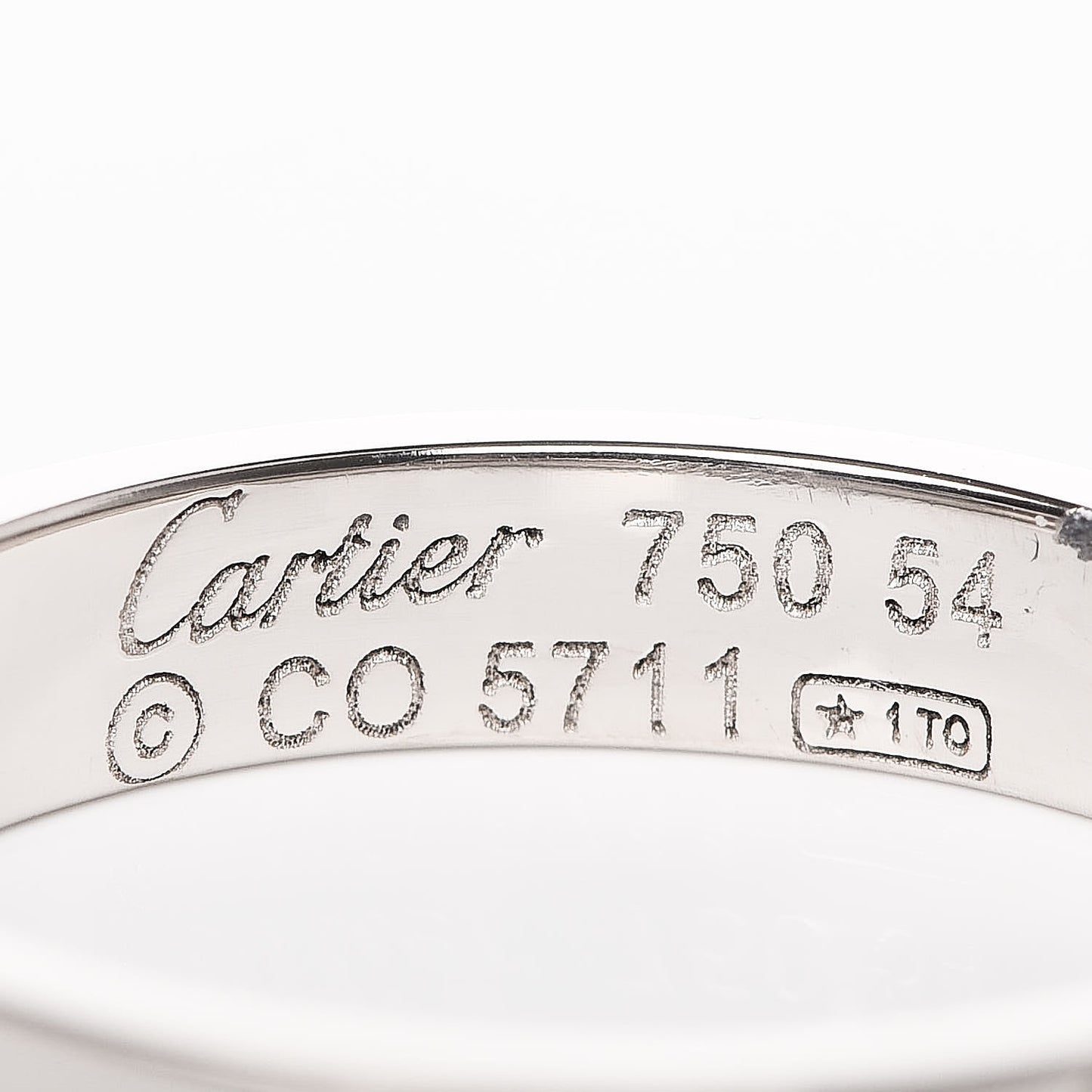 18K White Gold 3.5mm LOVE Wedding Band Ring 54 6.75