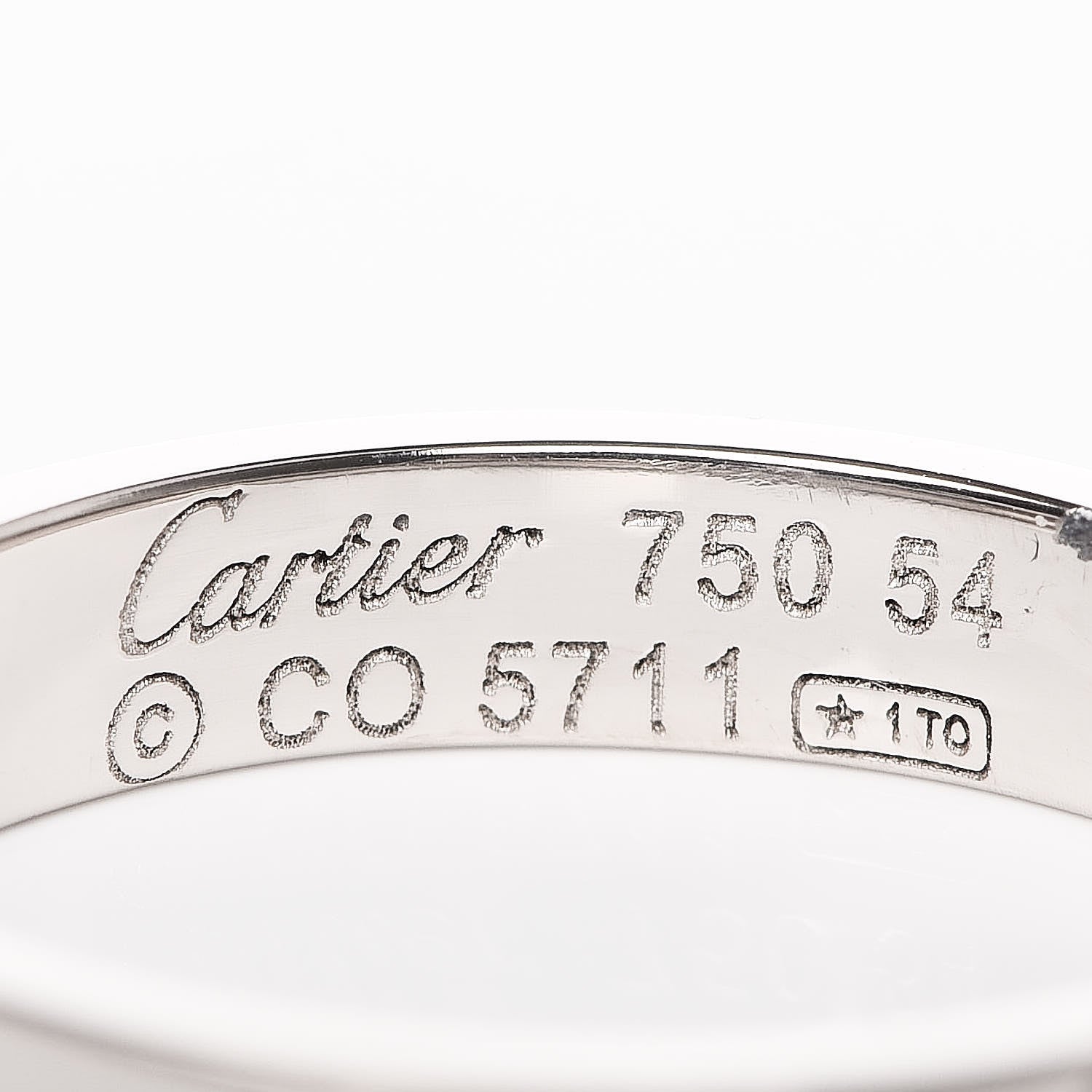 Cartier 18K White Gold 3.5mm LOVE Wedding Band Ring 54 6.75 3 of 5