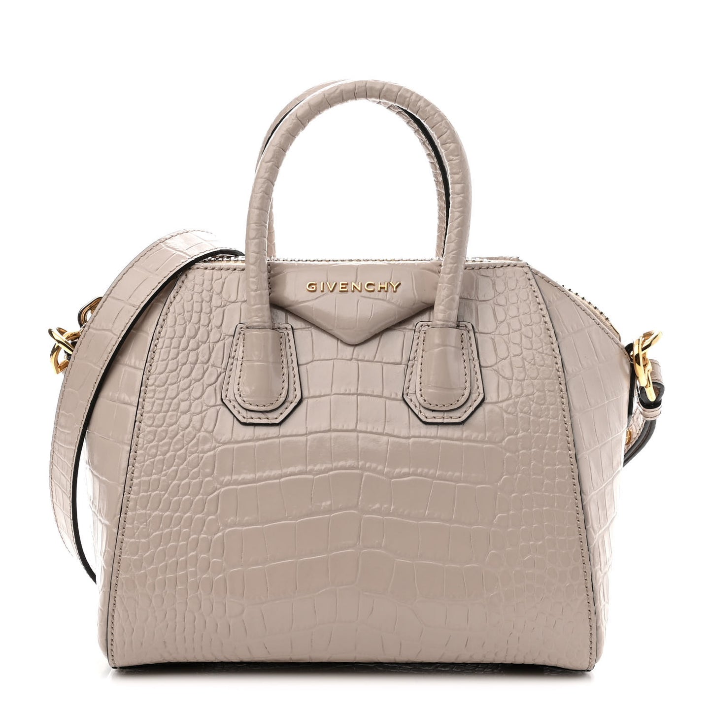 Calfskin Crocodile Embossed Mini Antigona Dune