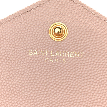 Saint Laurent Grain De Poudre Matelasse Chevron Monogram Chain Wallet Pale Pink 6 of 9