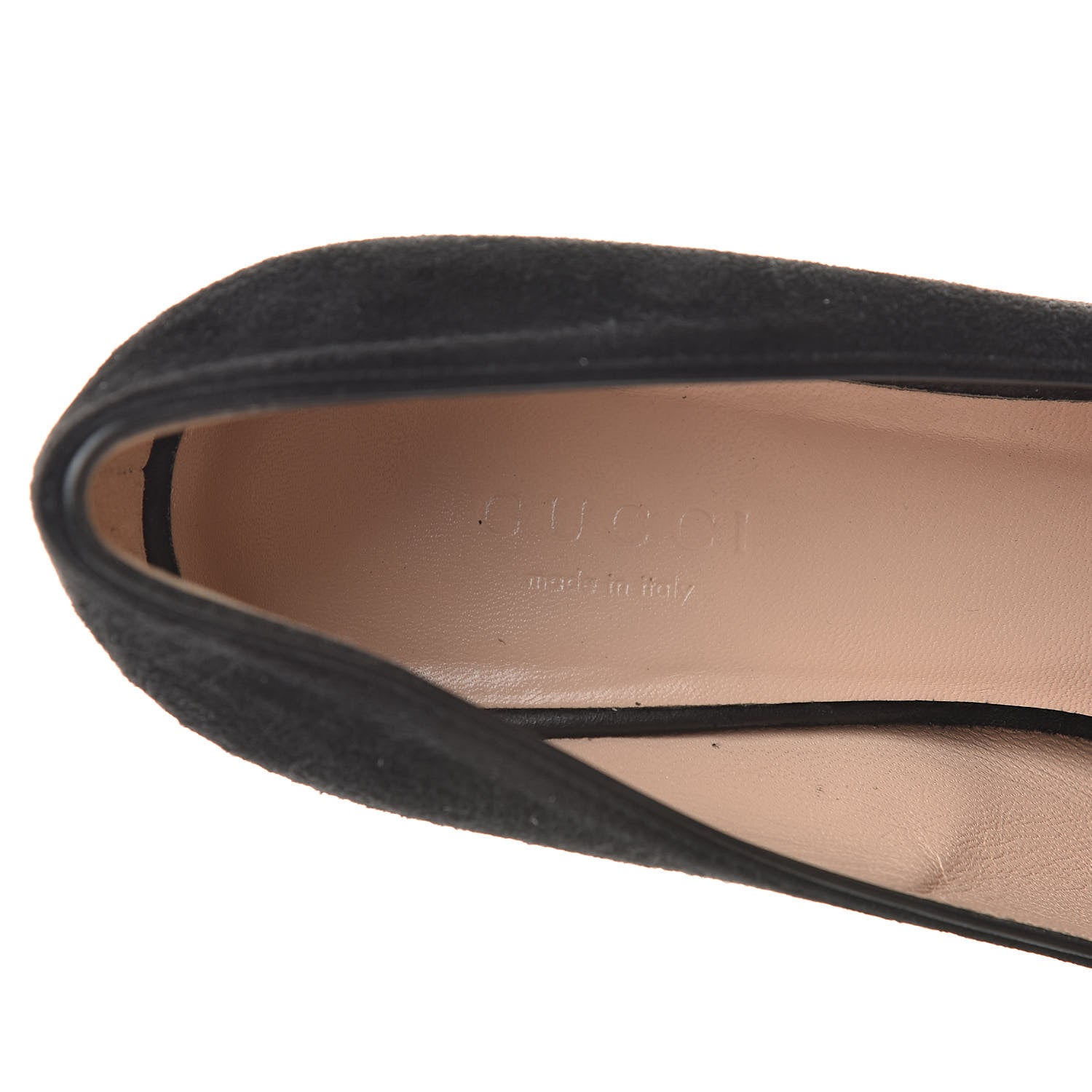 Gucci Kid Scamosciato GG Marmont Fringe 50mm Loafer Pumps 35.5 Black 8 of 14