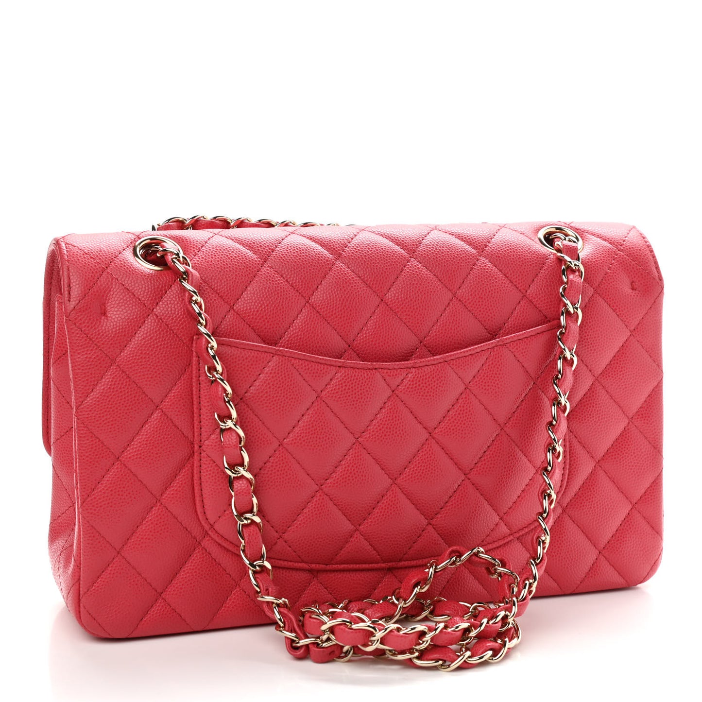 Caviar Quilted Medium Double Flap Dark Pink