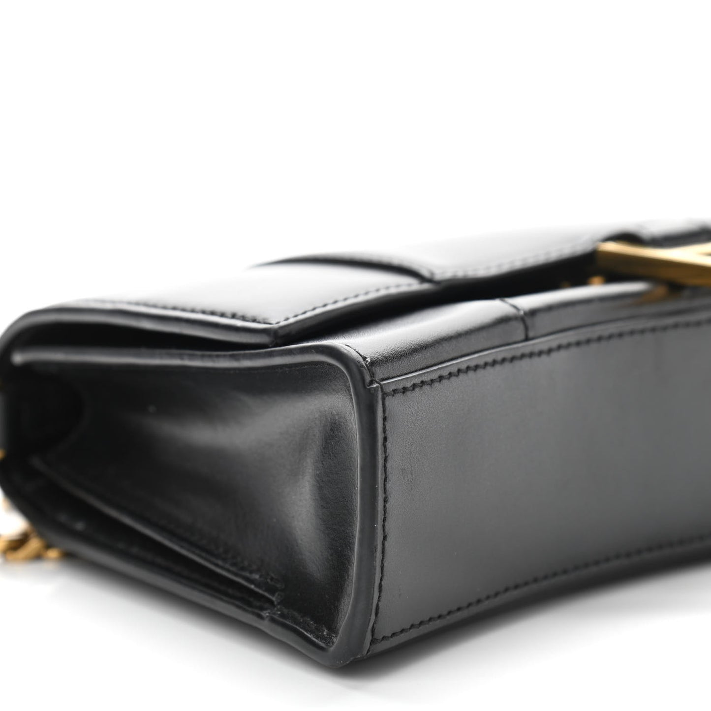 Shiny Box Calfskin Small Hourglass Evening Chain Bag Black