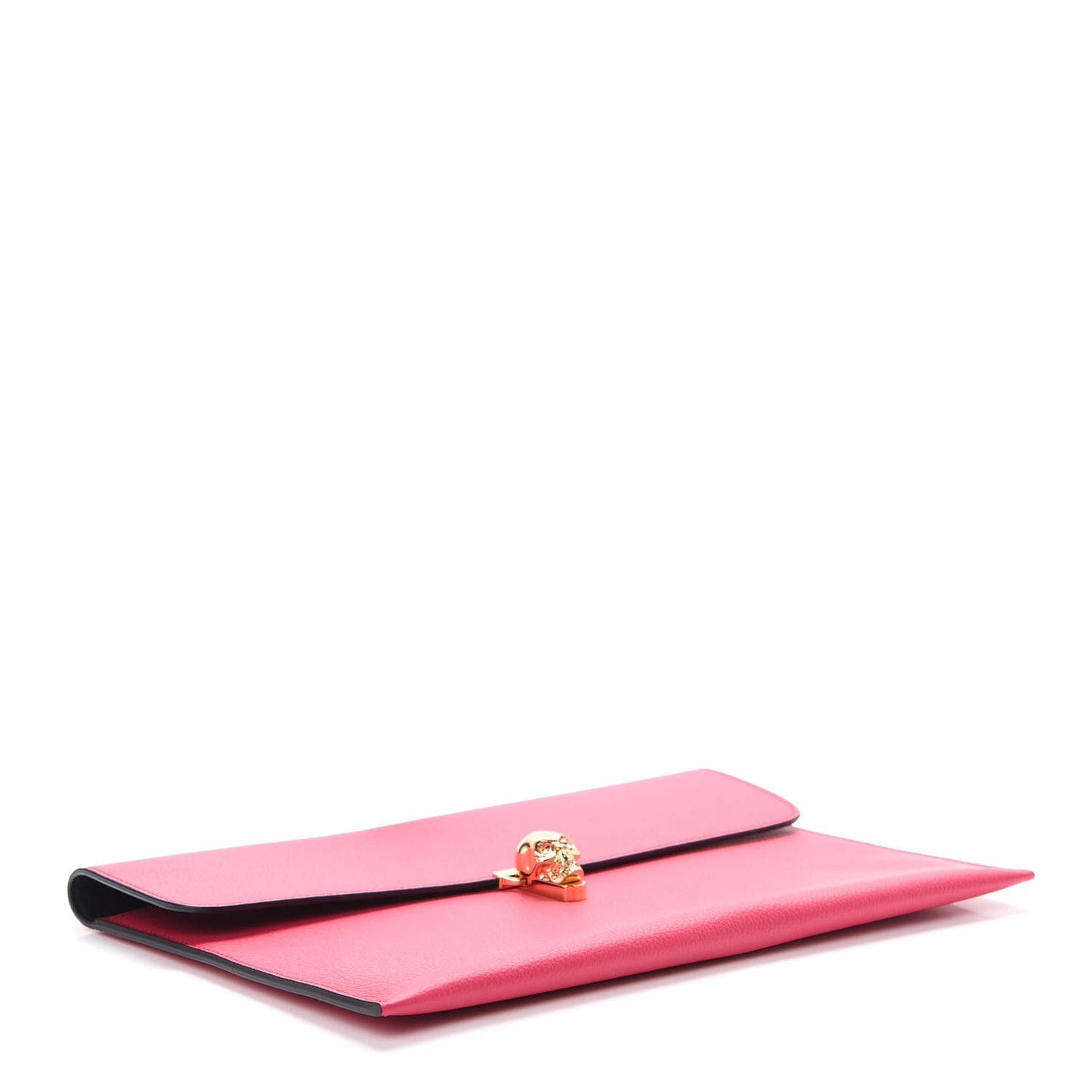 Calfskin Skull Envelope Clutch Fuchsia