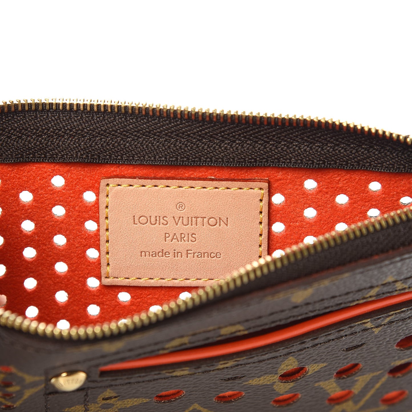 Monogram Perforated Pochette Plat Orange