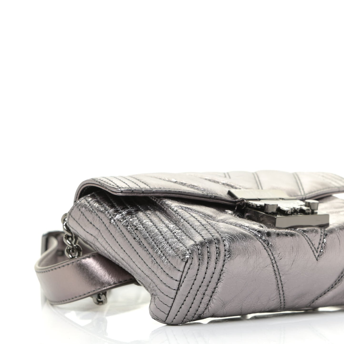 Metallic Calfskin Small Patricia Belt Bag Berlin Silver