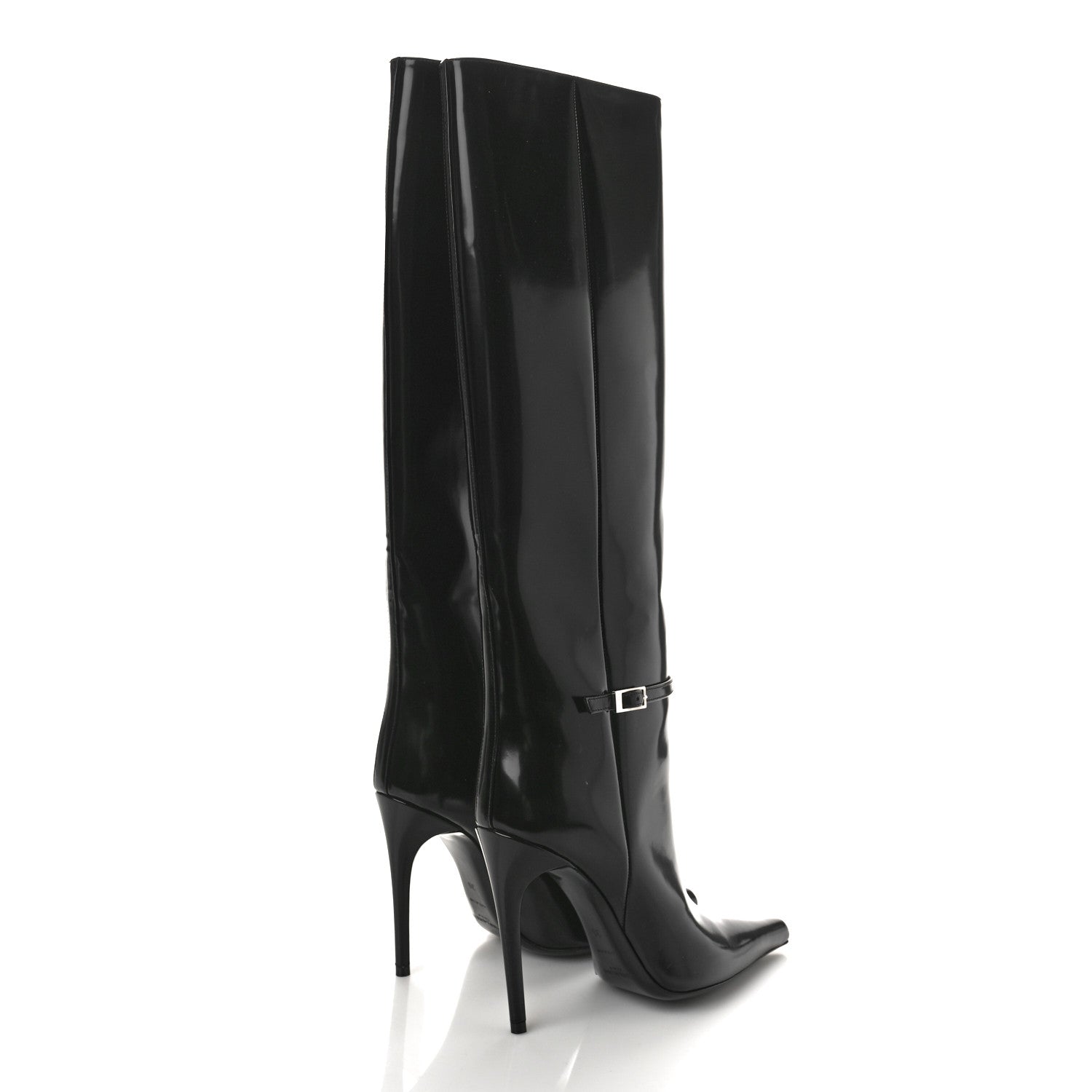 Saint Laurent Glazed Calfskin Vendome 110 Boots 36 Black 5 of 12