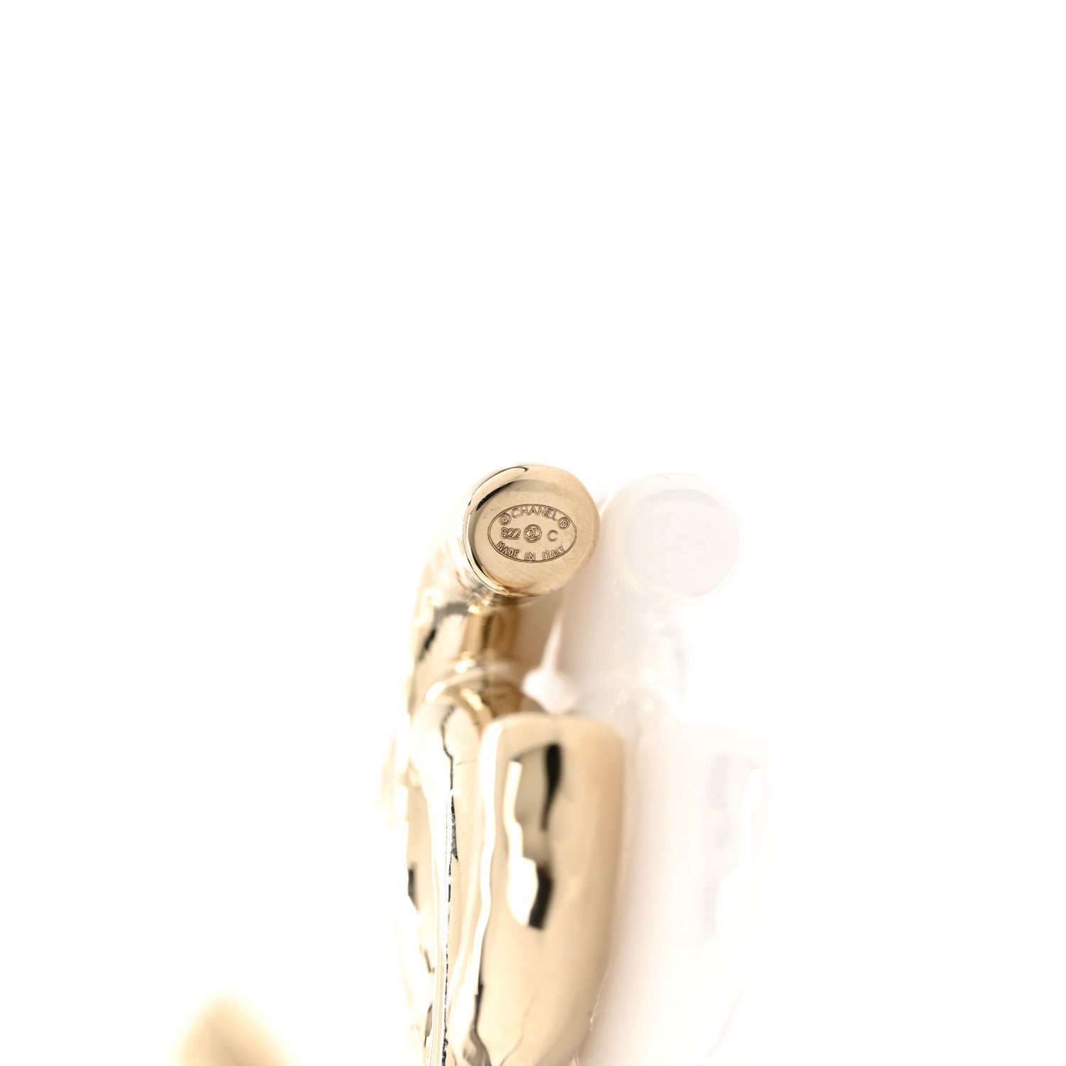 Chanel Metal Large CC Earrings Light Gold 4 of 5